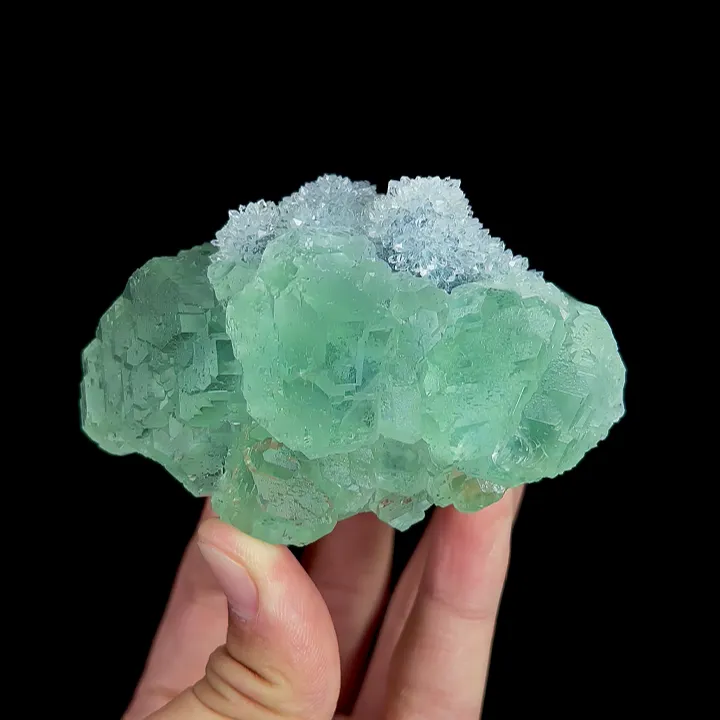 Natural Green Fluorite and Clear Quartz Cluster, Mineral Specimen:Fujian,China (85*55*55MM) - image 4