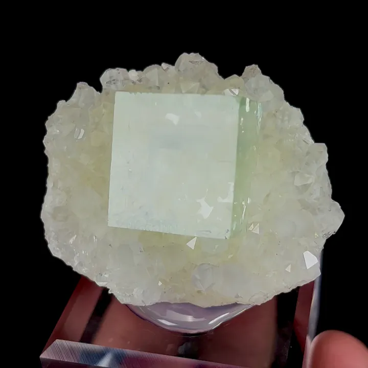 Natural Green Fluorite and Clear Quartz Cluster, Mineral Specimen:Zhejiang,China (50*35*25MM) image