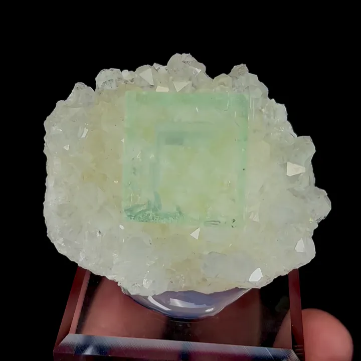 Natural Green Fluorite and Clear Quartz Cluster, Mineral Specimen:Zhejiang,China (50*35*25MM) - image 4