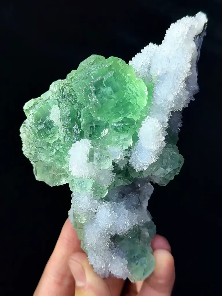 Natural Green Fluorite and Crystal Coexist comes from Xianghualing,Hunan  130*75*45MM - image 6