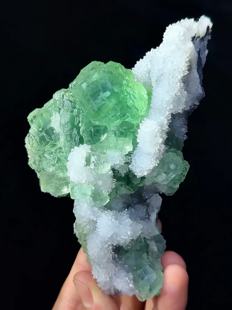 Natural Green Fluorite and Crystal Coexist comes from Xianghualing,Hunan  130*75*45MM - image 2
