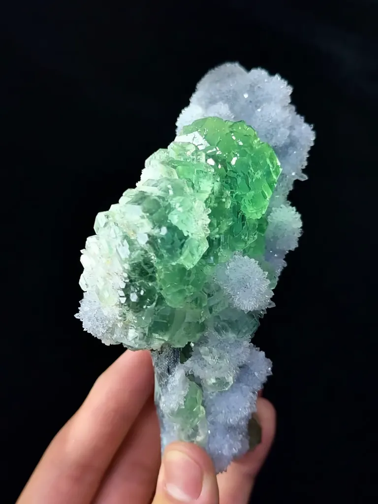 Natural Green Fluorite and Crystal Coexist comes from Xianghualing,Hunan  130*75*45MM - image 3