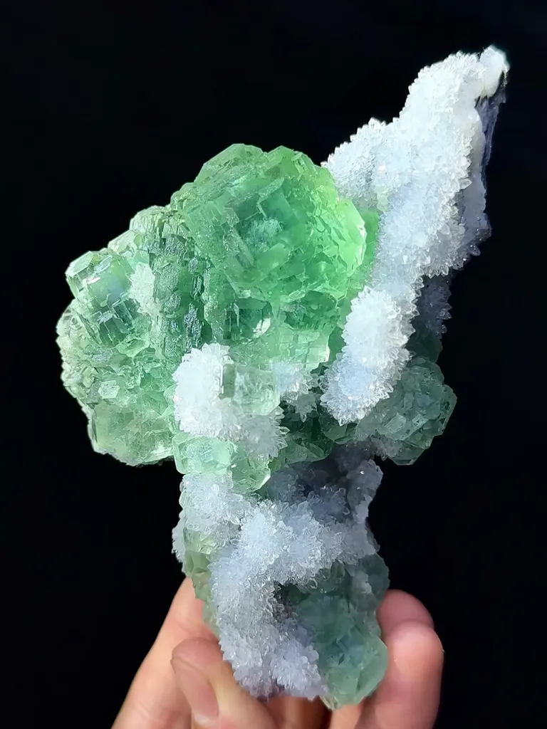 Natural Green Fluorite and Crystal Coexist comes from Xianghualing,Hunan  130*75*45MM image