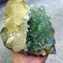 Natural Green Fluorite and Mercedes-Benz Calcite Coexist comes from Fujian，China 150*100*85MM - image 5