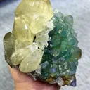 Natural Green Fluorite and Mercedes-Benz Calcite Coexist comes from Fujian，China 150*100*85MM - image 1