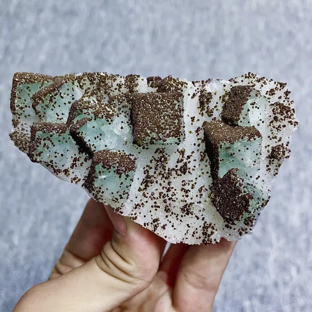 Natural Green Fluorite and Pyrite comes from Zhejiang 90*55*30MM image