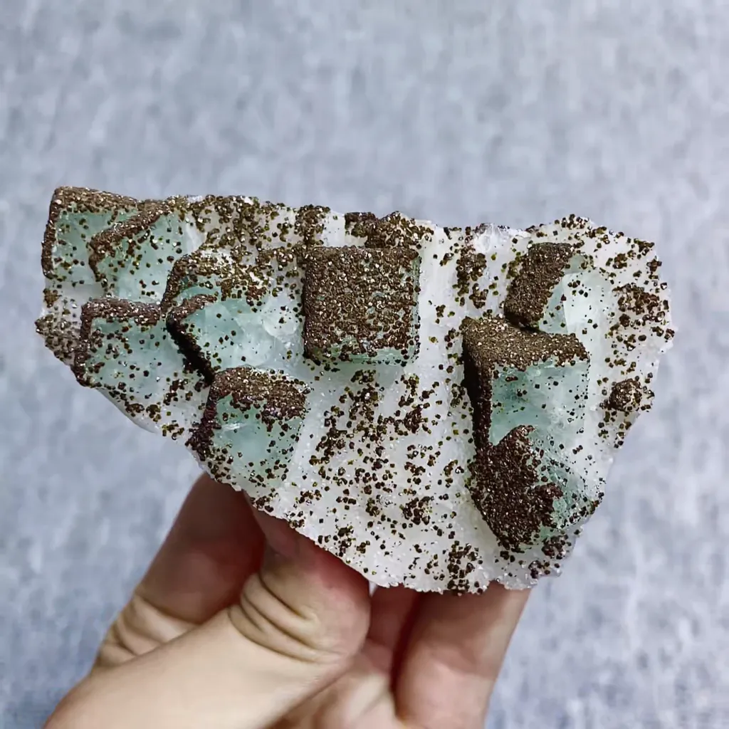 Natural Green Fluorite and Pyrite comes from Zhejiang 90*55*30MM - image 3
