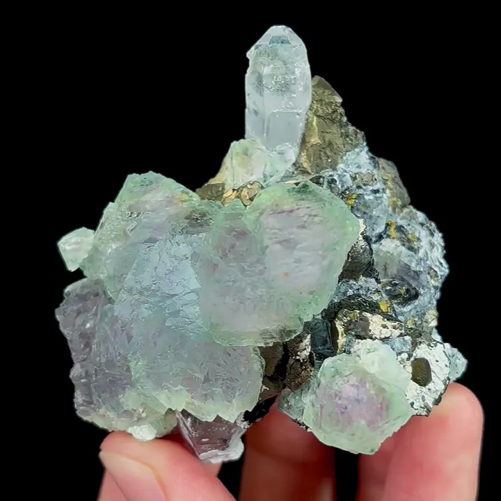 Natural Green Fluorite and Quartz and Arsenopyrite, Mineral Specimen:Yaogangxian,Hunan (55*50*35MM) - image 6