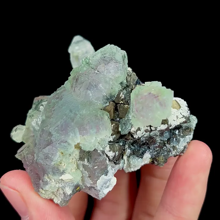 Natural Green Fluorite and Quartz and Arsenopyrite, Mineral Specimen:Yaogangxian,Hunan (55*50*35MM) - image 4