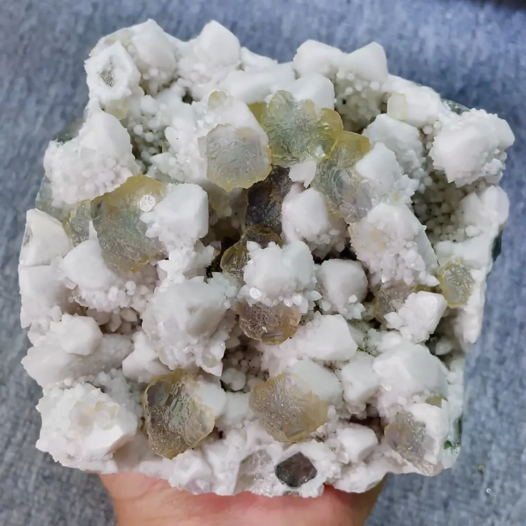 Natural Green Fluorite and Quartz Cluster comes from Inner Mongolia,China 120*125*75MM image