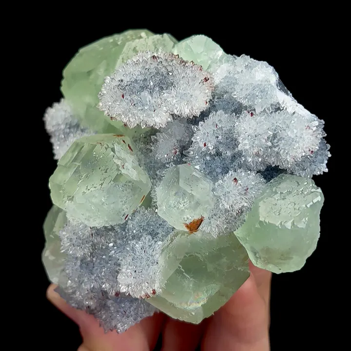Natural Green Fluorite and Quartz Cluster, Mineral Specimen:Fujian,China (100*85*55MM) - image 4