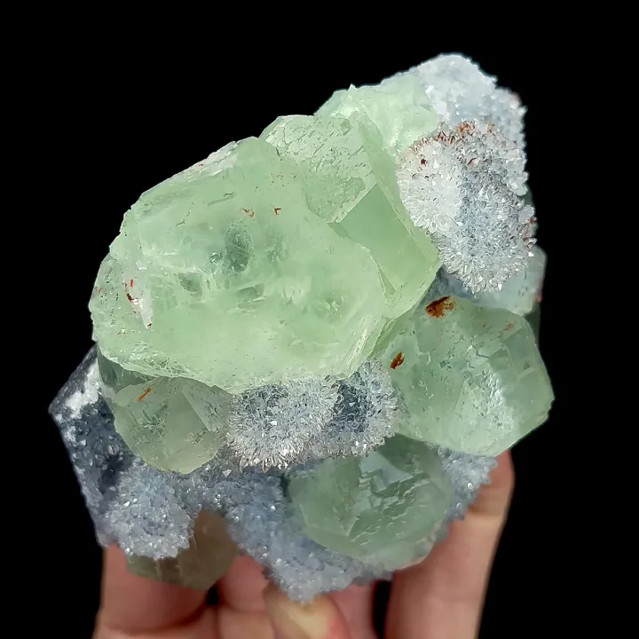 Natural Green Fluorite and Quartz Cluster, Mineral Specimen:Fujian,China (100*85*55MM) - image 3
