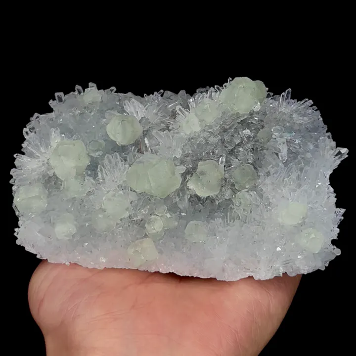 Natural Green Fluorite and Quartz Cluster, Mineral Specimen:Fujian,China (120*75*45MM) image