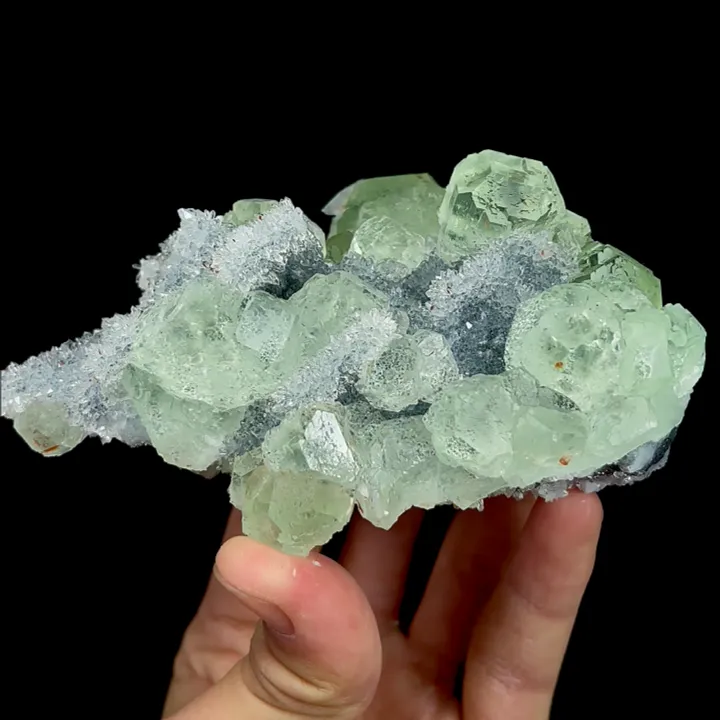 Natural Green Fluorite and Quartz Cluster, Mineral Specimen:Fujian,China (120*80*35MM) image