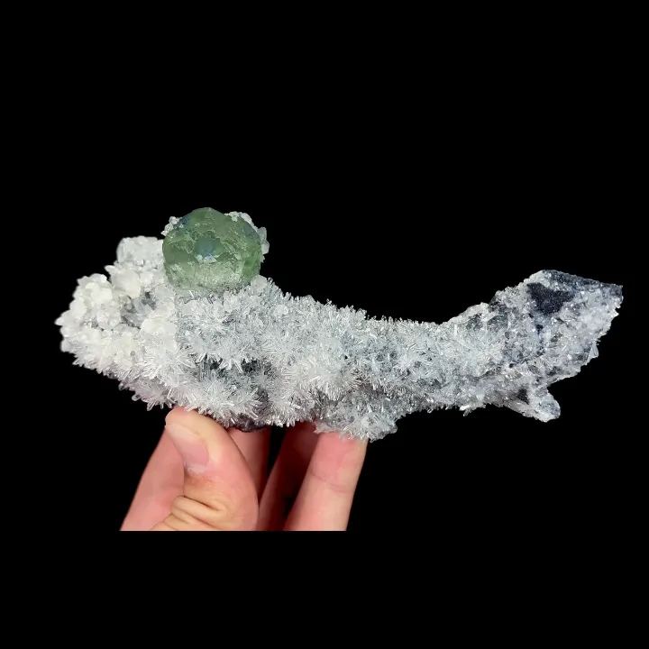 Natural Green Fluorite and Quartz Cluster, Mineral Specimen:Fujian,China (150*50*50MM) image