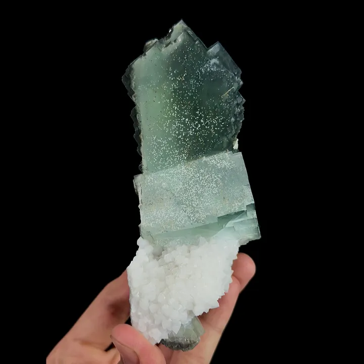 Natural Green Fluorite and Quartz Clusters, Mineral Specimen:Manaoshan,Chenzhou (65*135*50MM) image