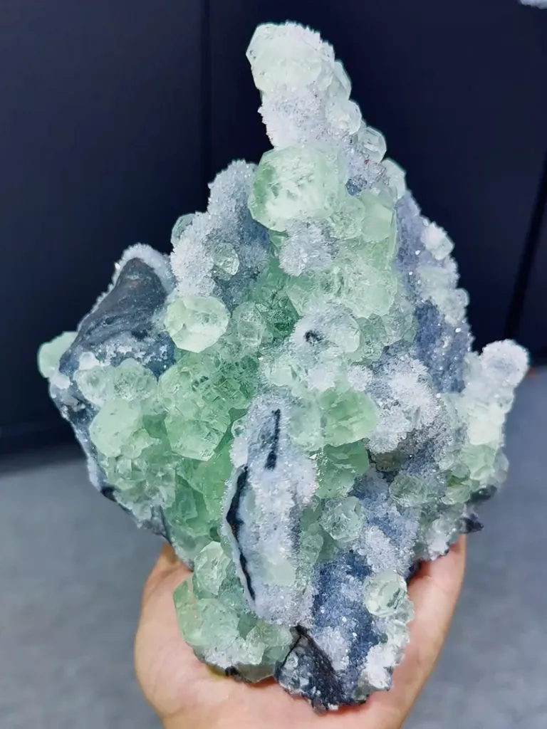 Natural Green Fluorite and Quartz Clusters Symbiotic comes from Fujian,China 185*120*130MM image