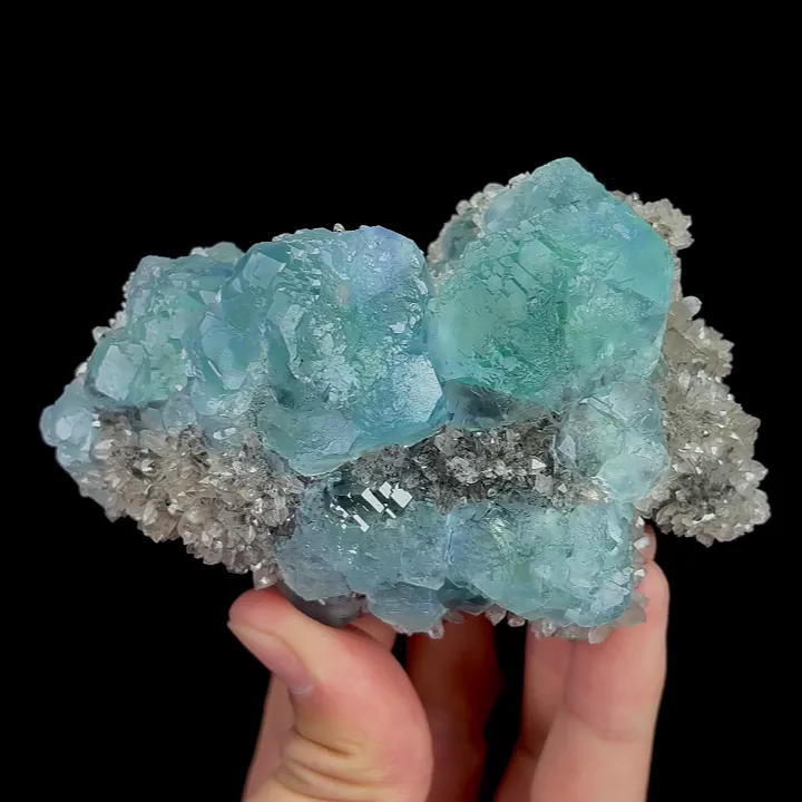 Natural Green Fluorite and Quartz, Mineral Specimen: Fujian,China (100*65*60MM) image