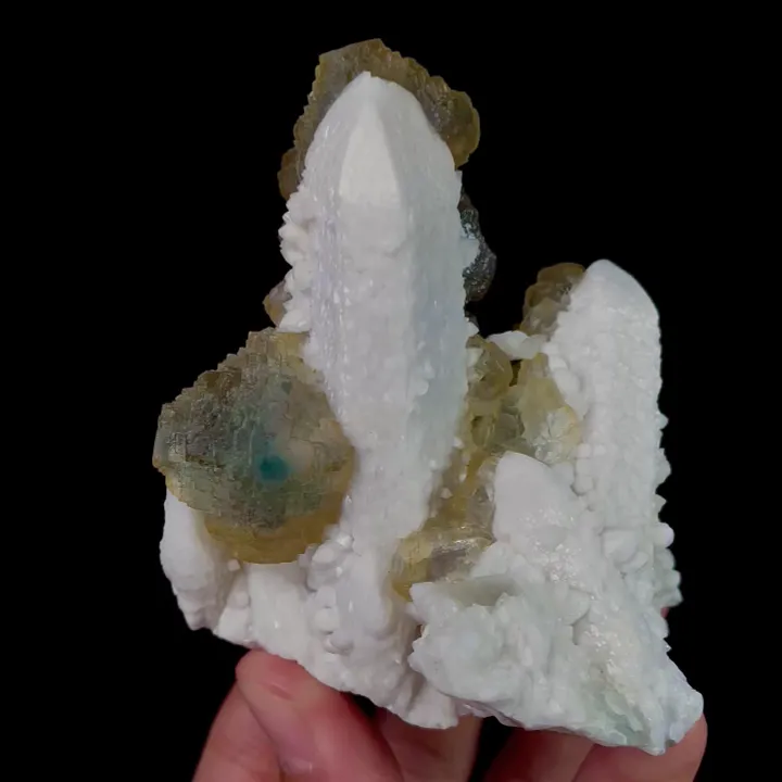 Natural Green Fluorite and Quartz, Mineral Specimen: Inner Mongolia,China (80*70*85MM) image