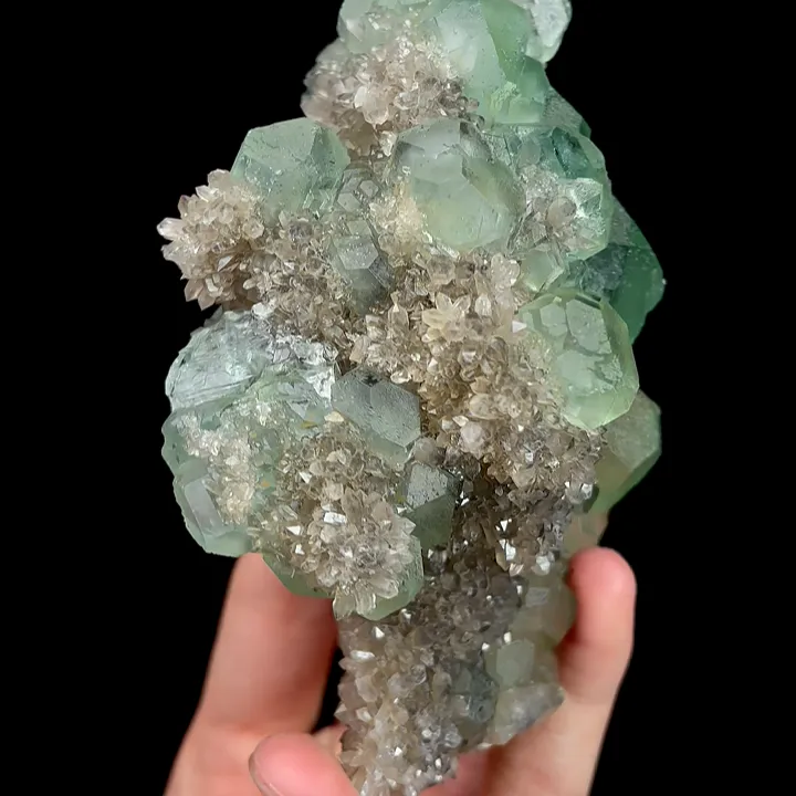Natural Green Fluorite and Quartz, Mineral Specimen:Fujian,China (120*70*70MM) - image 4