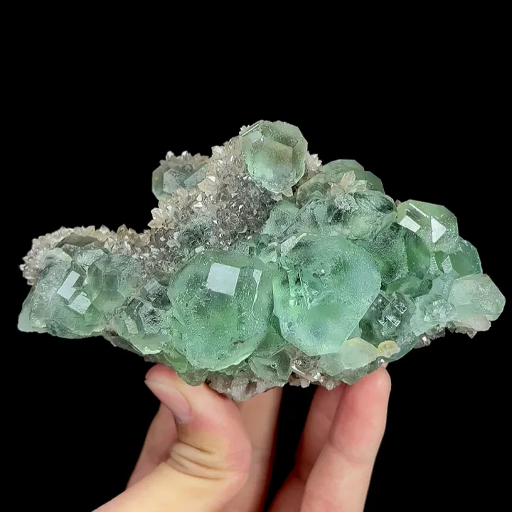 Natural Green Fluorite and Quartz, Mineral Specimen:Fujian,China (120*70*70MM) image