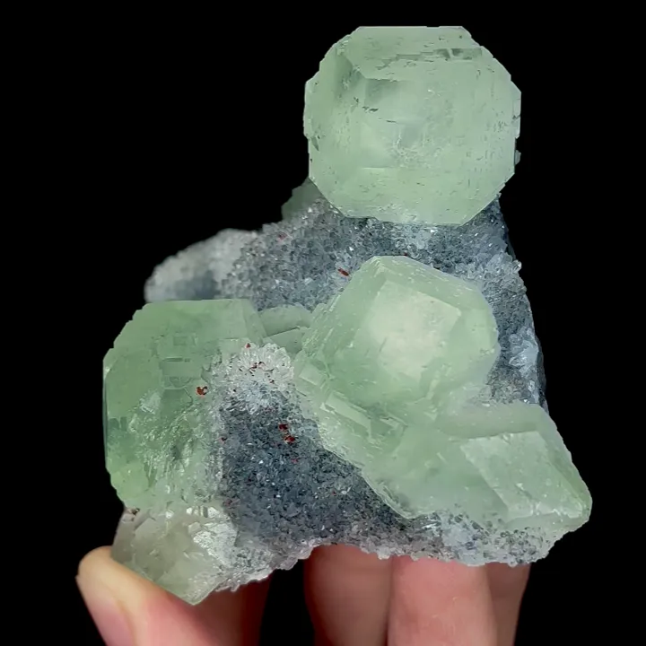 Natural Green Fluorite and Quartz, Mineral Specimen:Fujian,China (80*75*60MM) image