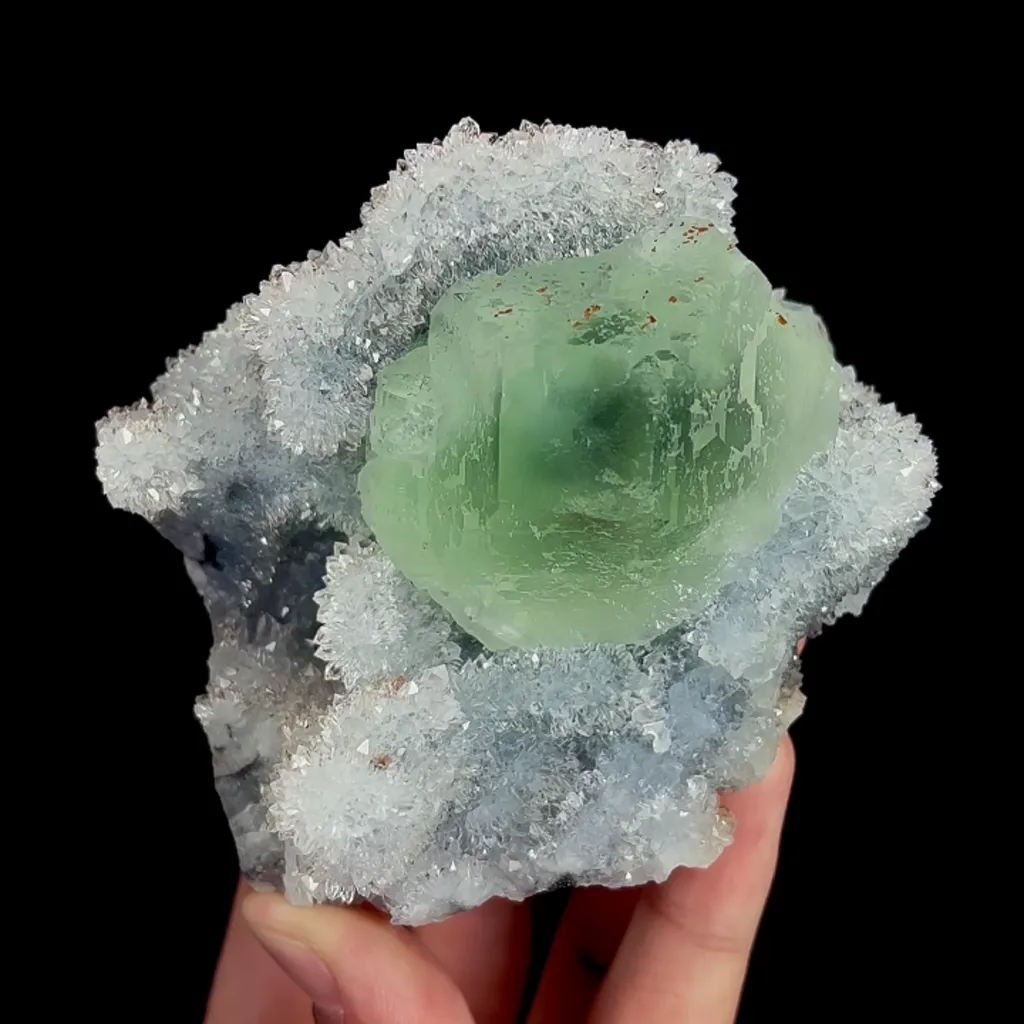 Natural Green Fluorite and Quartz, Mineral Specimen:Fujian,China (80*90*75MM) - image 4