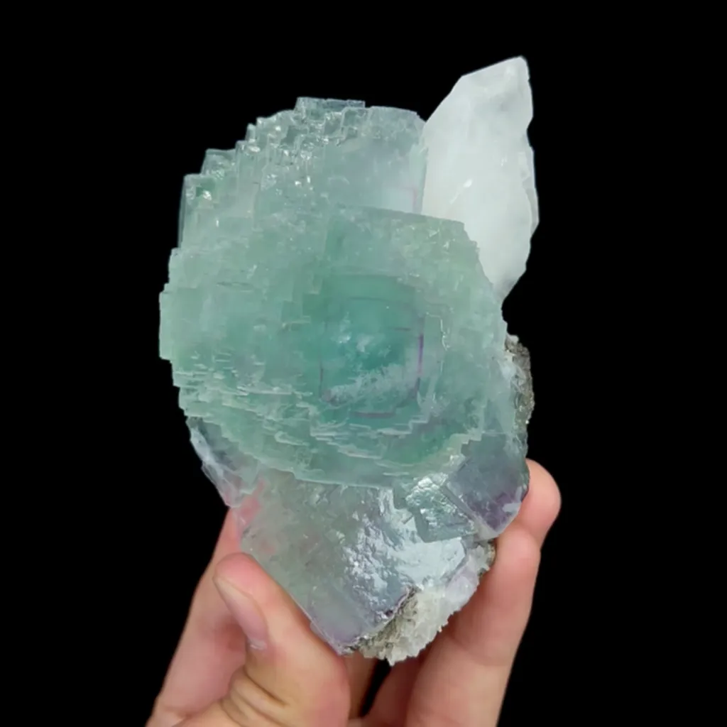 Natural Green Fluorite and Quartz, Mineral Specimen:Yaogangxian,Hunan (65*110*50MM) image