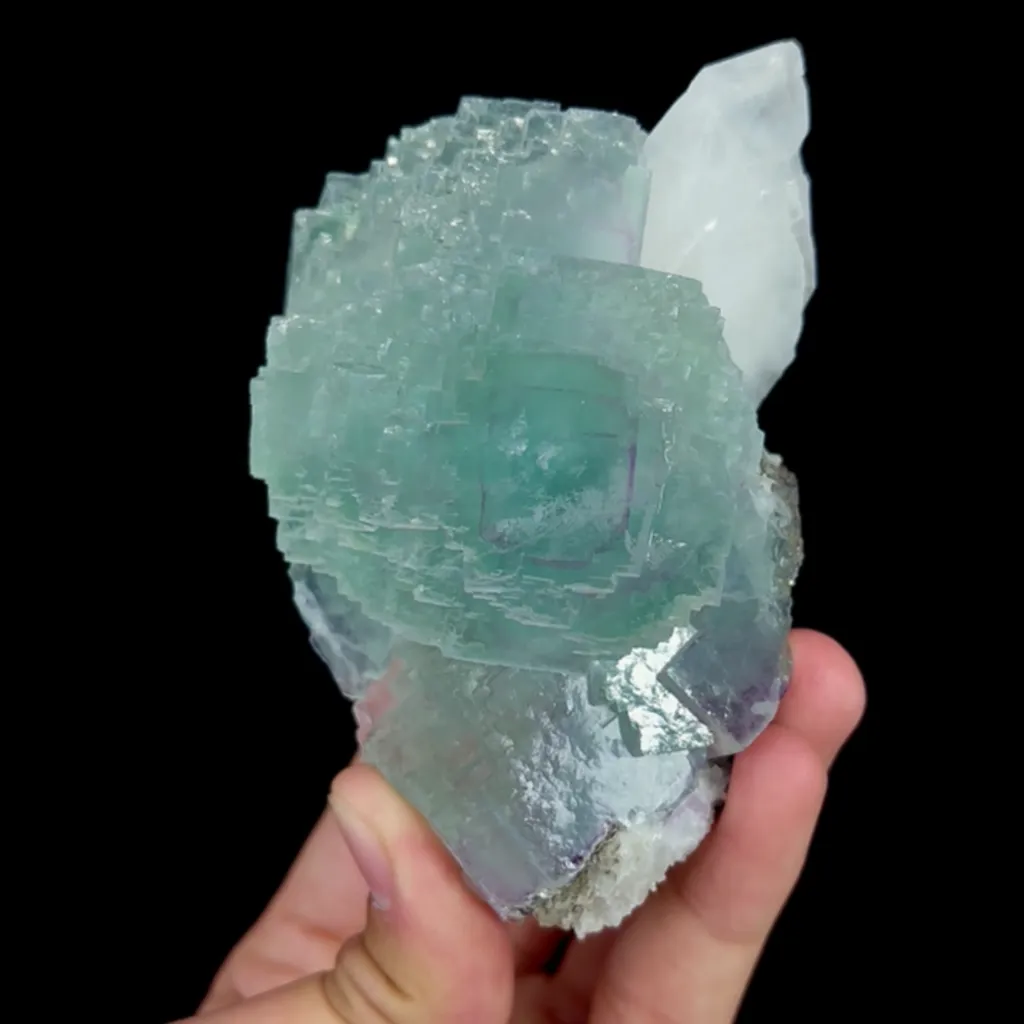 Natural Green Fluorite and Quartz, Mineral Specimen:Yaogangxian,Hunan (65*110*50MM) - image 4