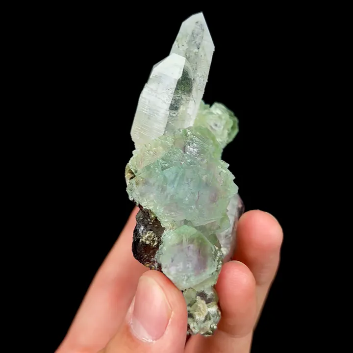 Natural Green Fluorite and Quartz, Mineral Specimen:Yaogangxian,Hunan (75*55*30MM) - image 4