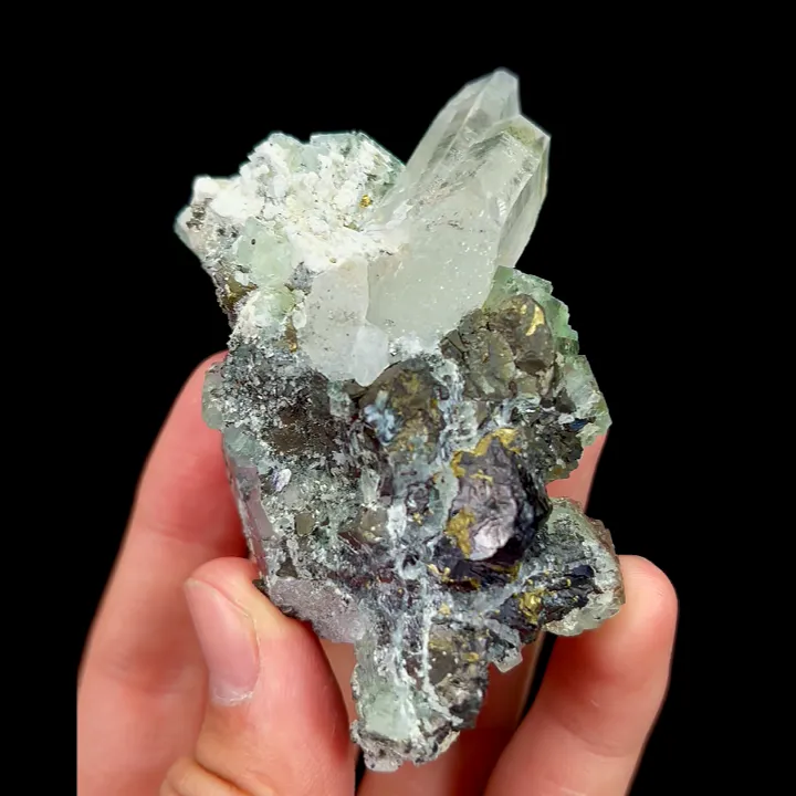 Natural Green Fluorite and Quartz, Mineral Specimen:Yaogangxian,Hunan (75*55*30MM) - image 3