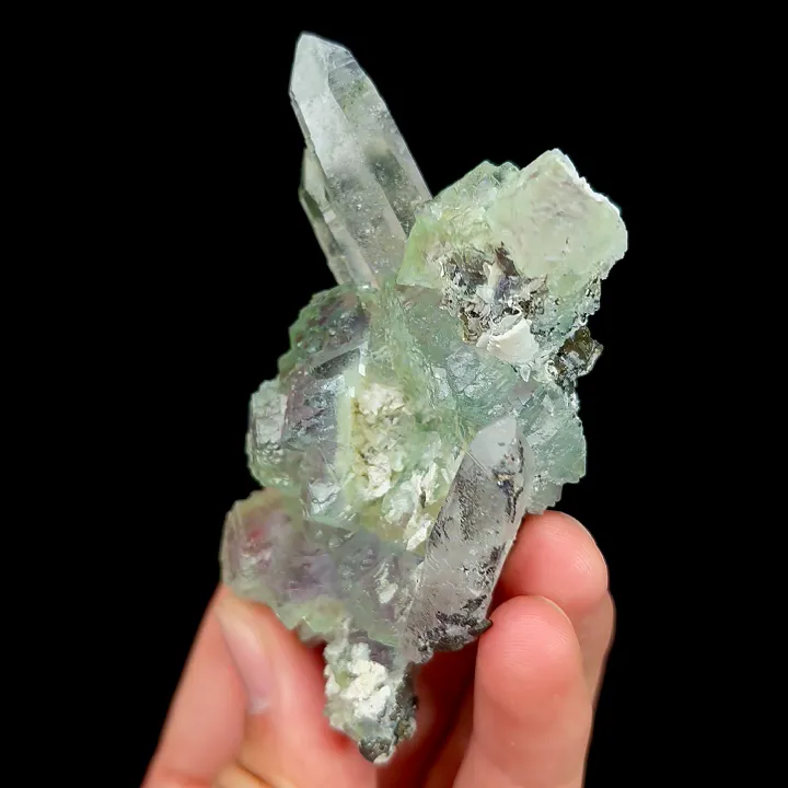 Natural Green Fluorite and Quartz, Mineral Specimen:Yaogangxian,Hunan (75*55*30MM) image