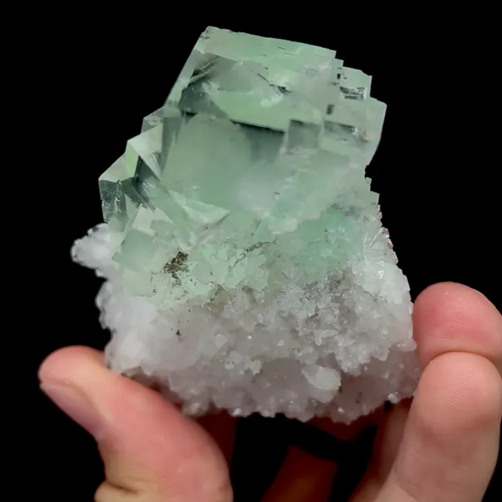 Natural Green Fluorite and Quartz, Mineral Specimen:Zhejiang,China (60*60*30MM) - image 3