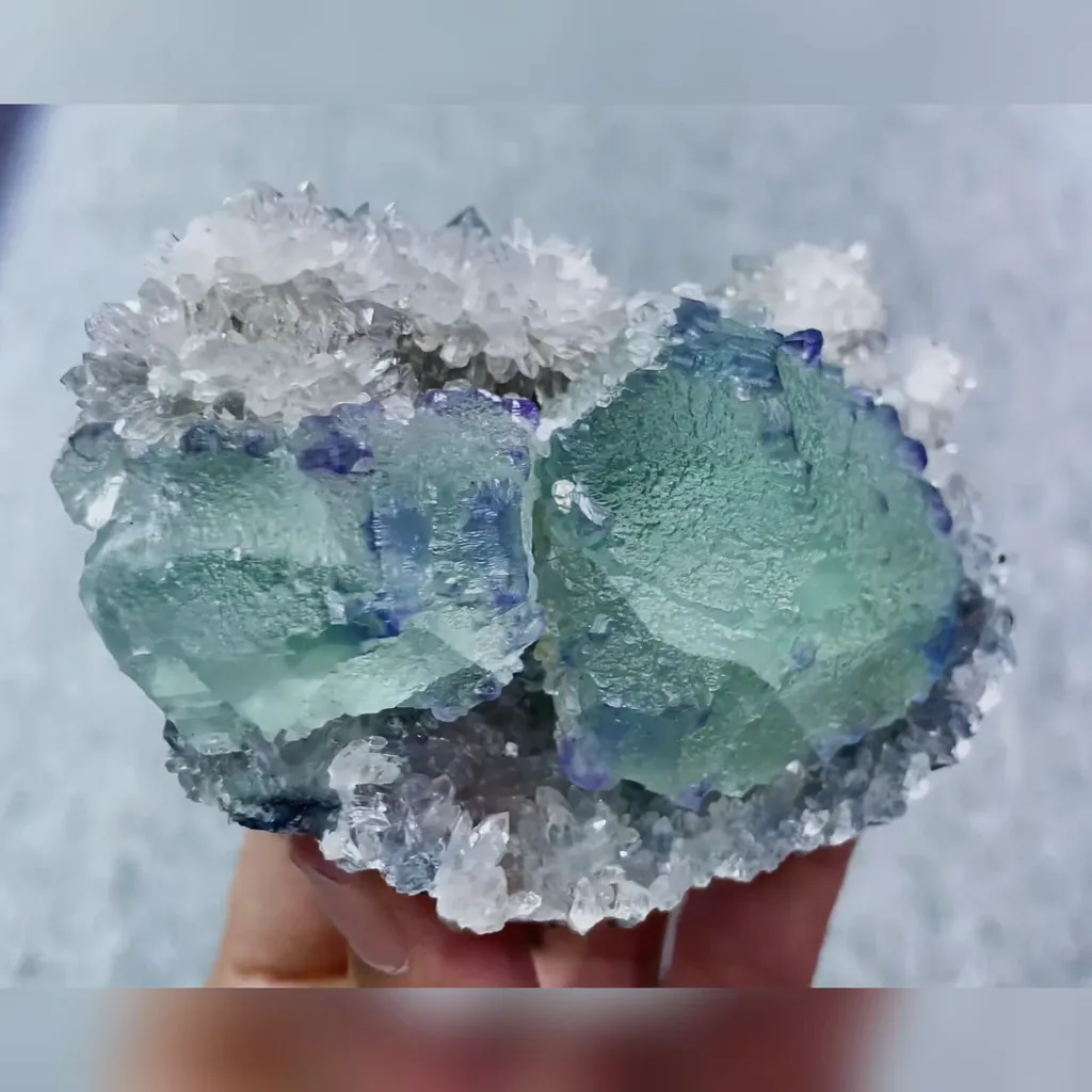 Natural Green Fluorite and Quartz Symbiosis comes from Fujian,China 100*65*40MM - image 5