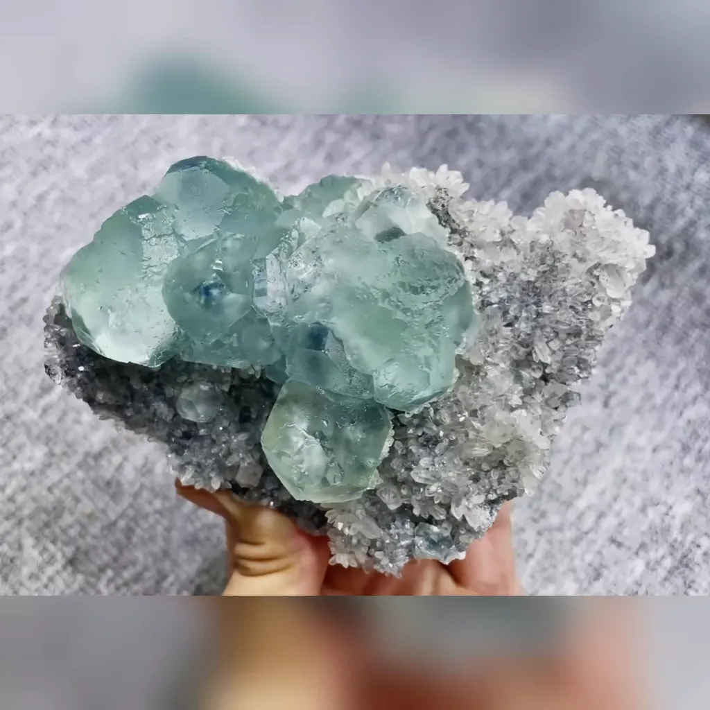 Natural Green Fluorite and Quartz Symbiosis comes from Fujian,China 105*90*50MM - image 6