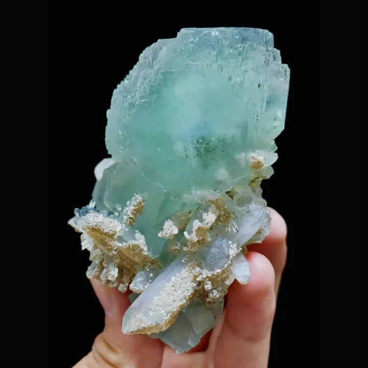 Natural Green Fluorite and Quartz Symbiosis comes from Xianghualing,Hunan 50*85*40MM image
