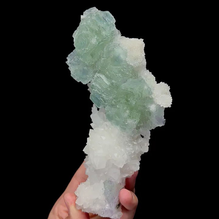 Natural Green Fluorite and Sugar Crystal,Ladder Pattern Mineral Specimen:FUJIAN (35*170*100mm) - image 3