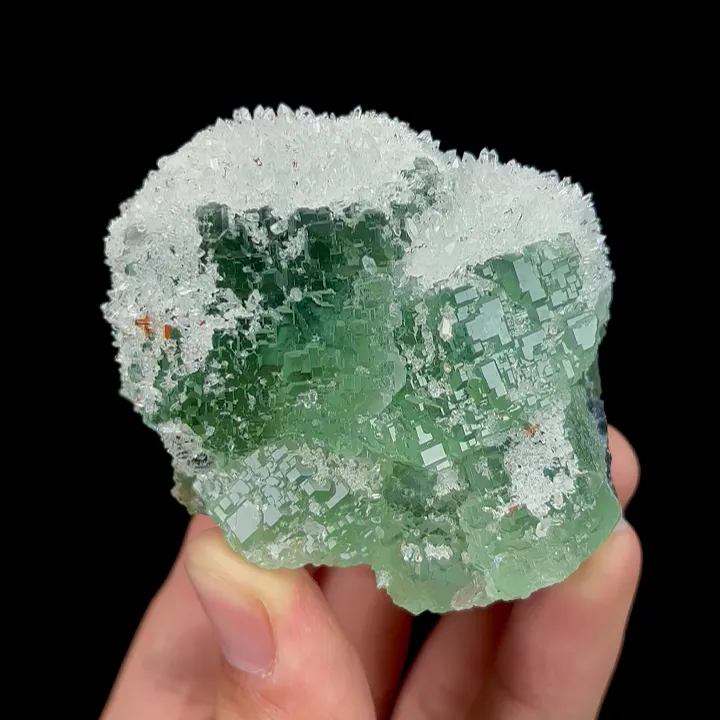Natural Green  Fluorite and Sugar crystal,Ladder Pattern Mineral Specimen,High Quality Specimen:FUJIAN,China (64*46*45mm) image