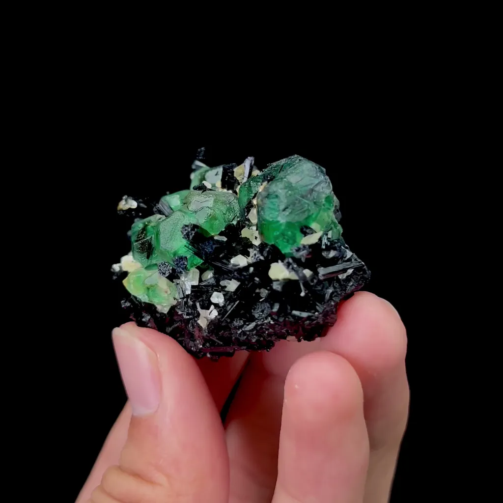 Natural Green Fluorite and Tourmaline Mineral Specimen,High Quality Specimen,NAMIBIA(48*38*27mm) - image 3