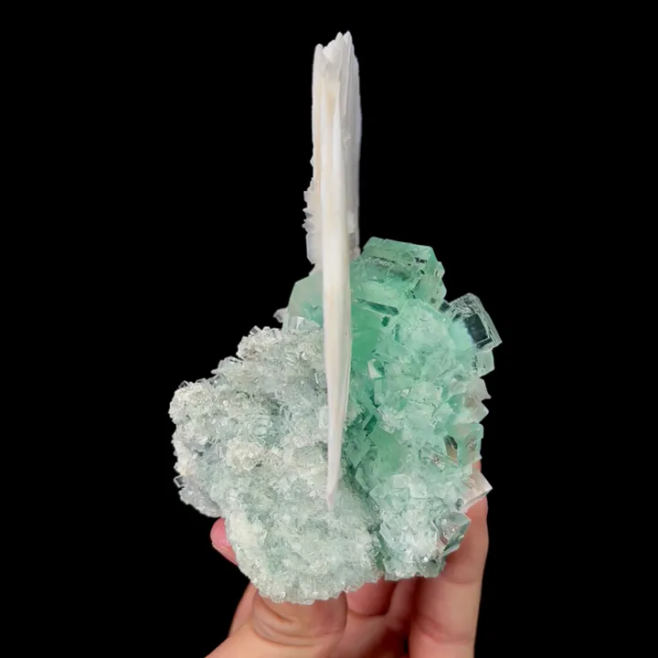 Natural Green Fluorite and White Calcite Mineral Specimen,High Quality Specimen:XANGHUALING,HUNAN,China (128*90*78mm) image