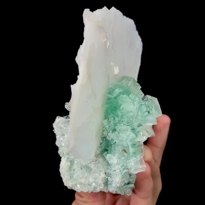 Natural Green Fluorite and White Calcite Mineral Specimen,High Quality Specimen:XANGHUALING,HUNAN,China (128*90*78mm) - image 4