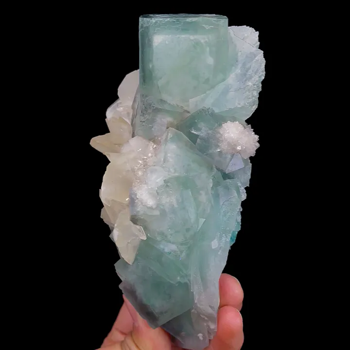 Natural Green Fluorite and Yellow Calcite, Mineral Specimen:Xianghualing,Hunan (70*145*60MM) image