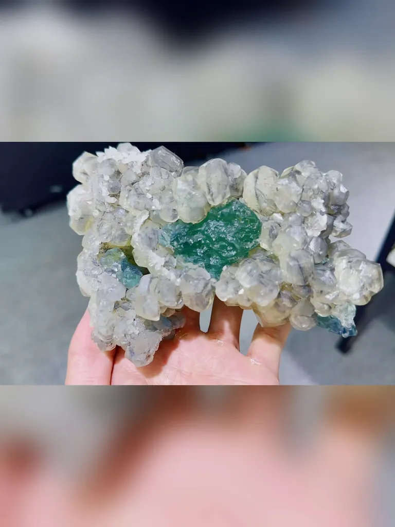 Natural Green Fluorite and Yellow Calcite occur together comes from Fujian,China 150*100*820MM - image 3
