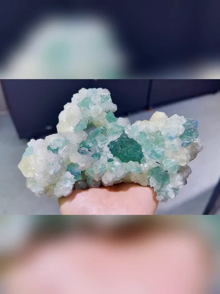Natural Green Fluorite and Yellow Calcite occur together comes from Fujian,China 150*100*820MM image