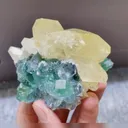 Natural Green Fluorite and Yellow Calcite Symbiosis comes from Fujian,China 85*65*70MM - image 2