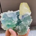 Natural Green Fluorite and Yellow Calcite Symbiosis comes from Fujian,China 90*70*85MM - image 2