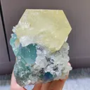 Natural Green Fluorite and Yellow Calcite Symbiosis comes from Fujian,China 90*70*85MM - image 1