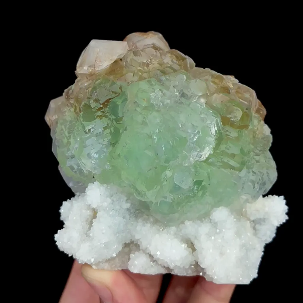 Natural Green Fluorite, Calcite and Quartz, Mineral Specimen:Fujian,China (85*85*65MM) image