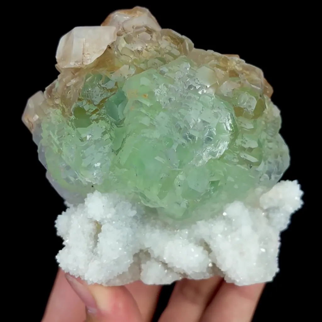 Natural Green Fluorite, Calcite and Quartz, Mineral Specimen:Fujian,China (85*85*65MM) - image 5