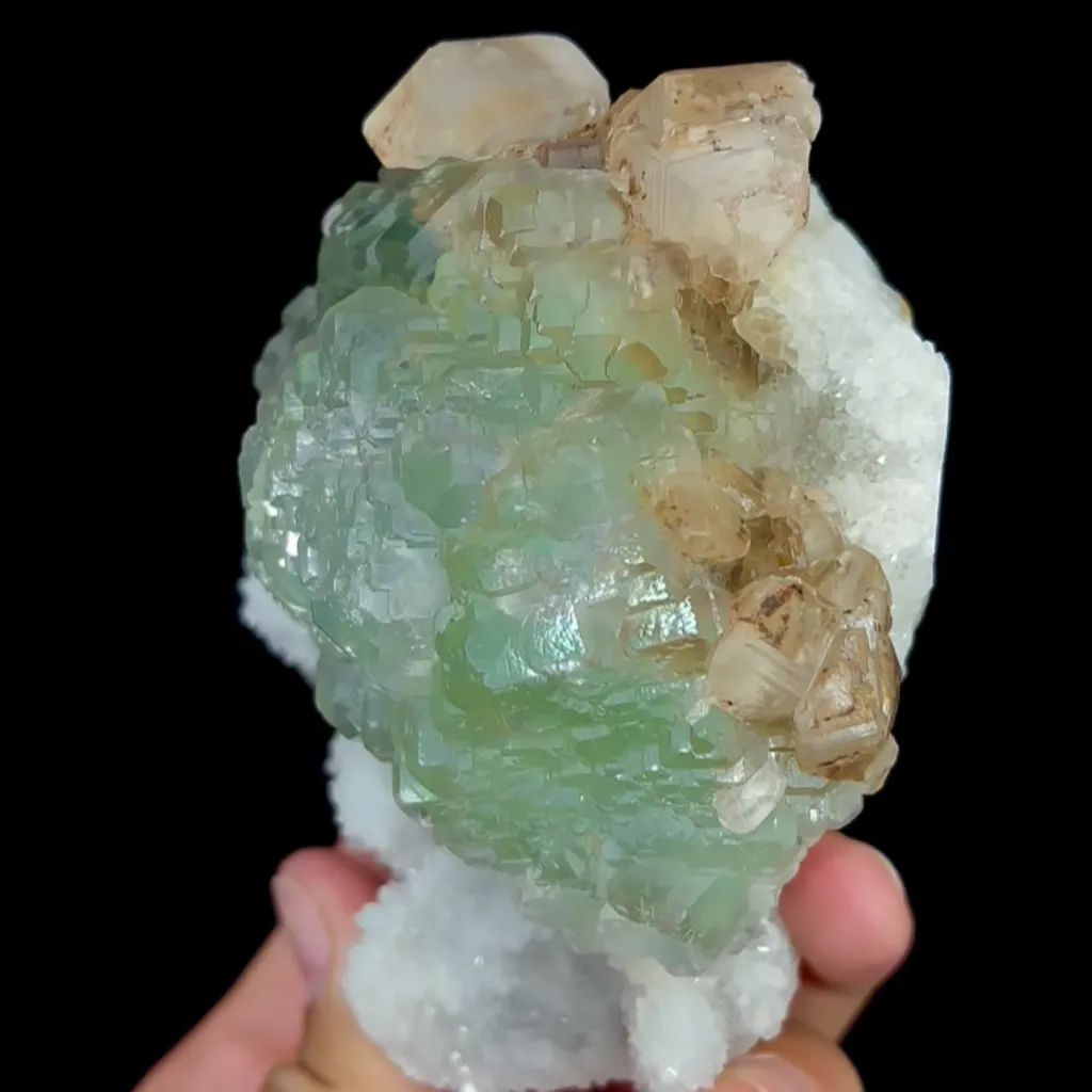 Natural Green Fluorite, Calcite and Quartz, Mineral Specimen:Fujian,China (85*85*65MM) - image 4